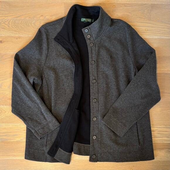 Lauren Ralph Lauren Jackets & Blazers - Lauren Ralph Lauren Ponte Jacket Button Down Heavy Knit Charcoal Womens Large